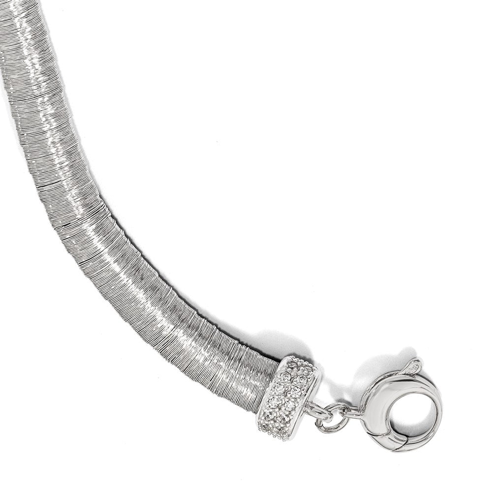 Sterling Silver Rhodium-plated CZ with 1in ext. Bracelet, 7 x 8 mm