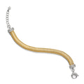Sterling Silver Gold-tone CZ with 1in ext. Bracelet, 7 x 8 mm