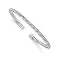 Sterling Silver RH-plated Polished Woven Cuff Bangle, 7 x 3.5 mm
