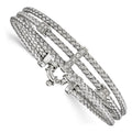 Sterling Silver CZ Polished Woven Bracelet, 7.5 x 14.5 mm