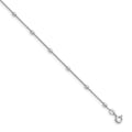 Sterling Silver Rhodium-plated Bead 9 inch Plus 1 inch Extender - Total 10 inch Anklet, 9 x 1 mm