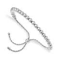 Sterling Silver RH-plated Polished Beaded Adjustable Bracelet, 9 x 5 mm