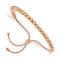 Sterling Silver Rose-tone Polished Beaded Adjustable Bracelet, 9 x 5 mm
