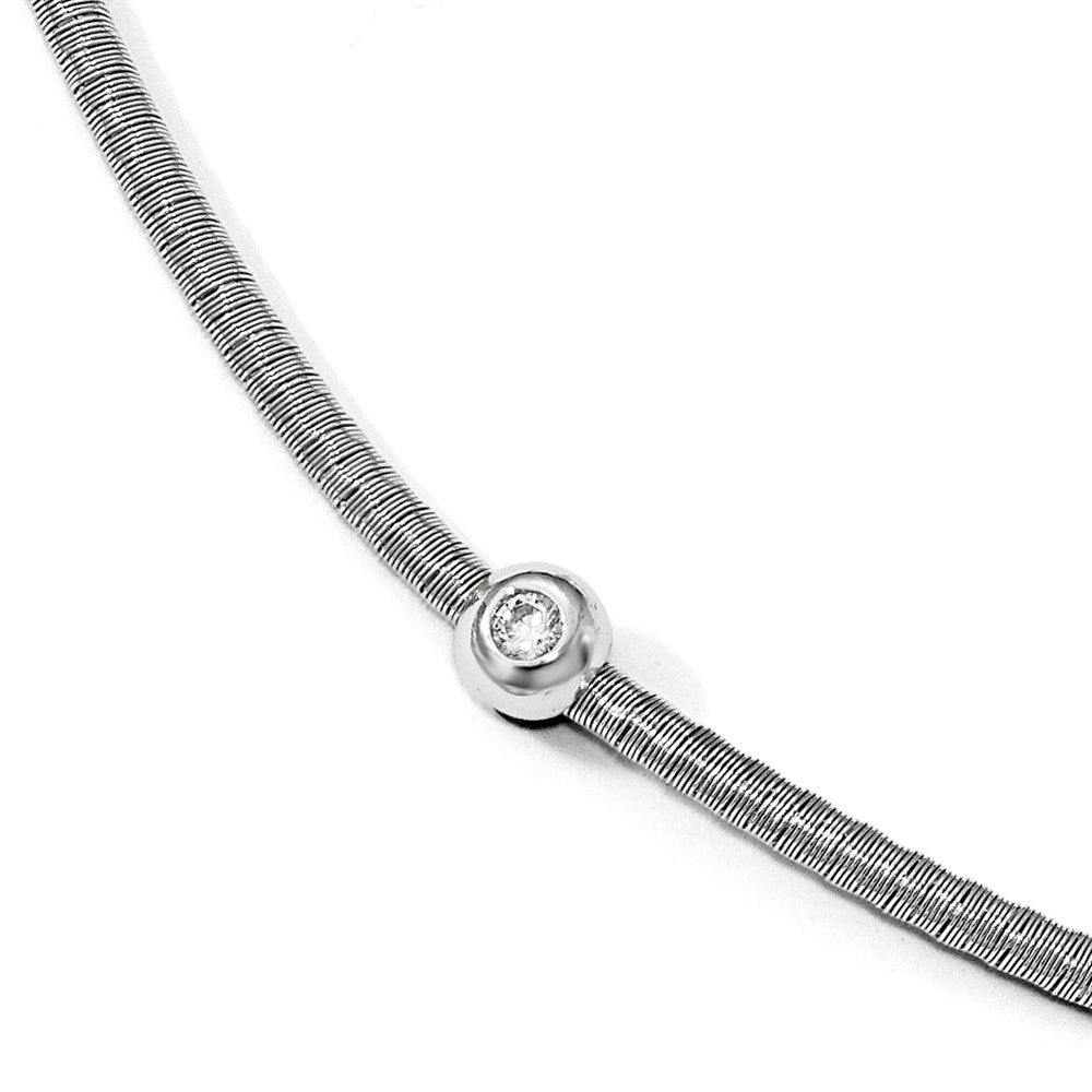 Sterling Silver Polished CZ Necklace, 16 x 2.25 mm