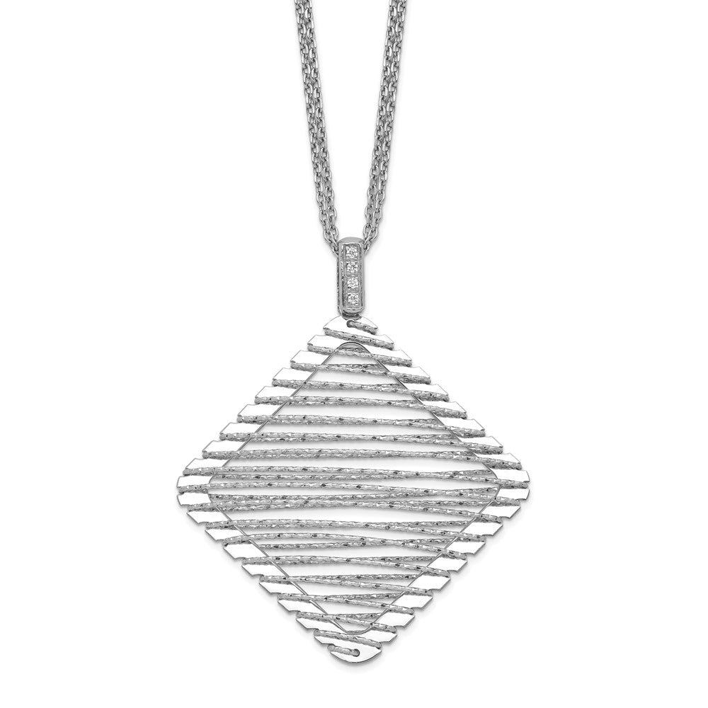 Sterling Silver Rhodium-plated CZ Necklace, 24 mm