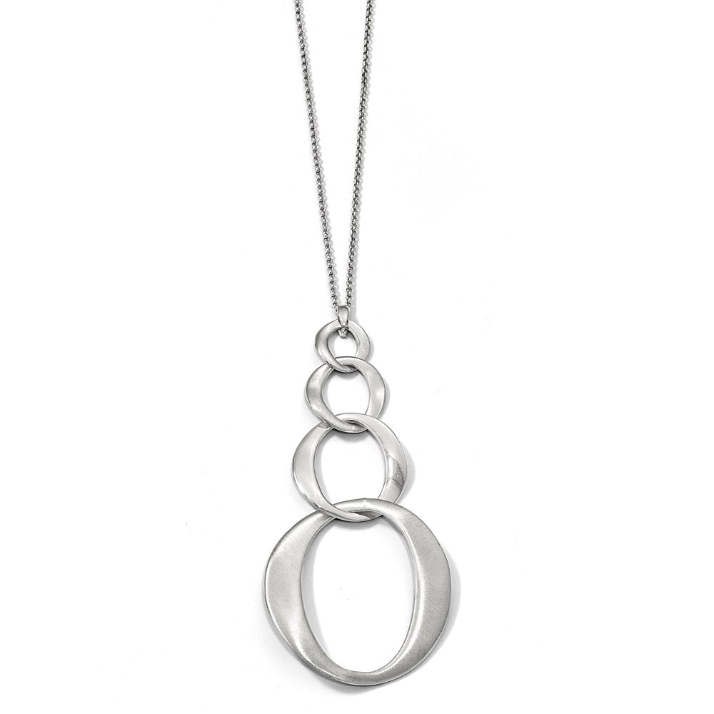 Sterling Silver Rhodium-plated w/ 1in ext. Necklace, 16 mm