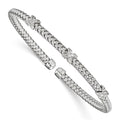 Sterling Silver Rhodium-plated CZ Woven Cuff, 6.75 x 3.75 mm