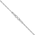 Sterling Silver Rhodium-plated Infinity 9 inch Plus 1 inch Extender - Total 10 inch Anklet, 9 x 2 mm