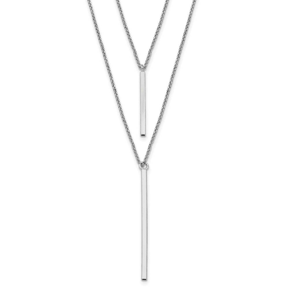 Sterling Silver RH-plated Two Strand w/2in ext. Necklace, 18 mm