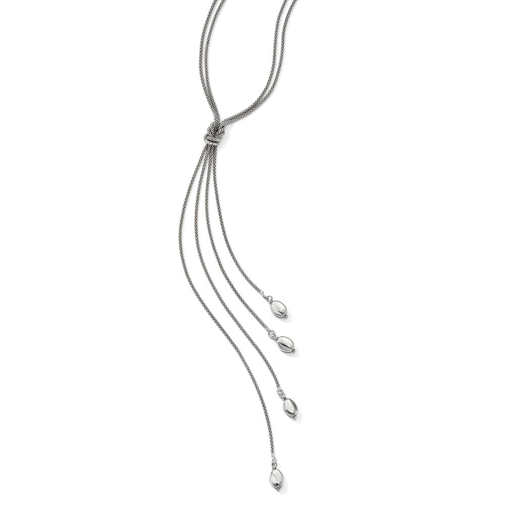 Sterling Silver Polished Multi-strand Bead Dangle Knot Necklace, 20 mm
