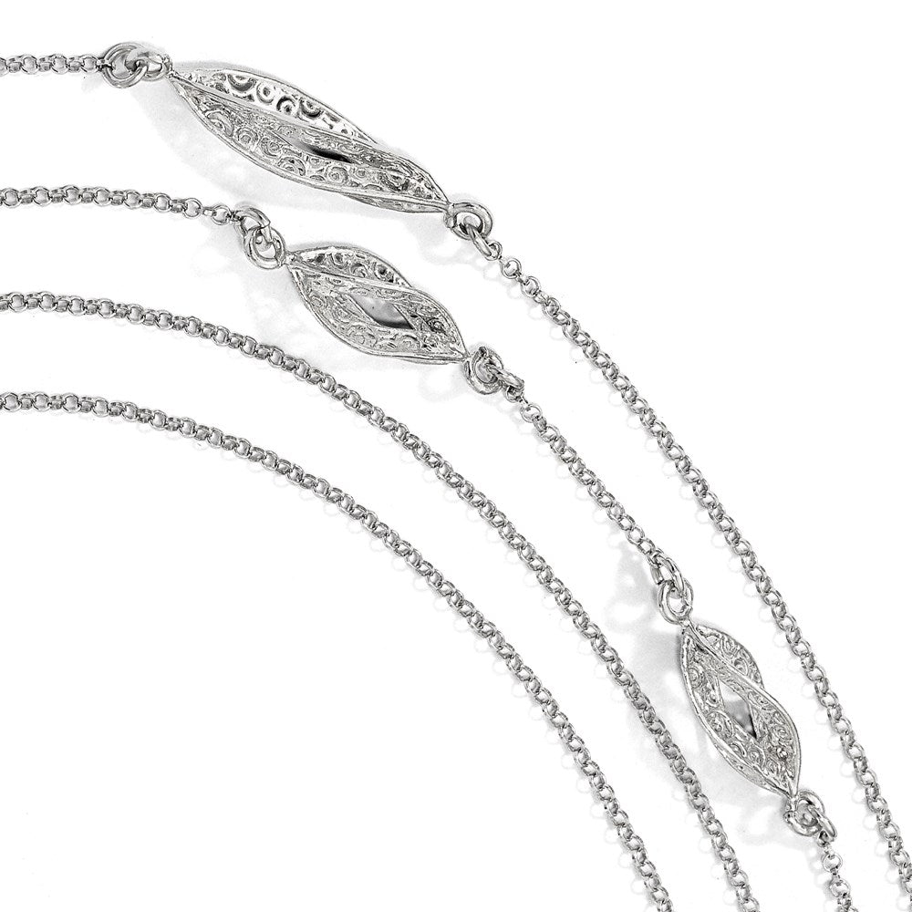 Sterling Silver Polished Filigree Multi-strand Fancy Necklace, 30 mm