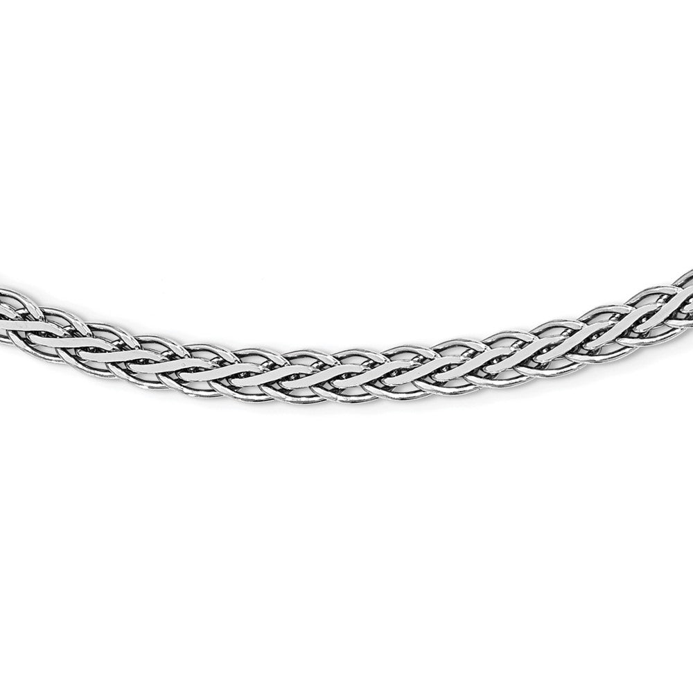 Sterling Silver RH-plated Flat D/C Spiga Necklace, 18 x 4.8 mm