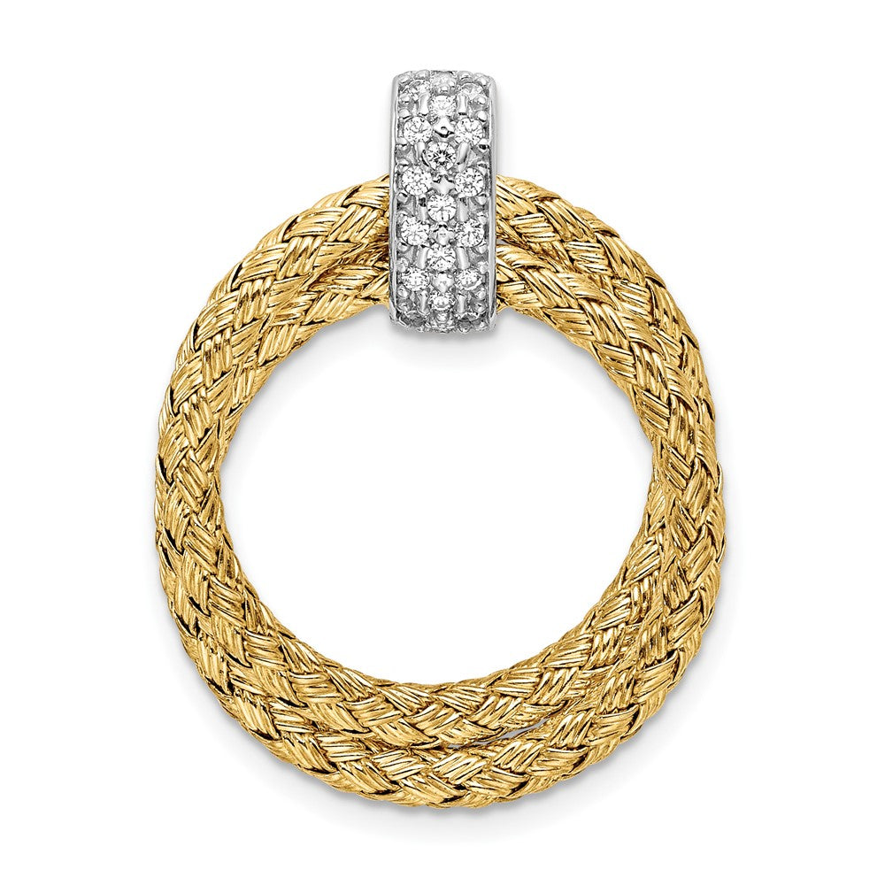 Sterling Silver Rhodium-plated Gold-plated CZ Braided Pendant, 29.5 mm