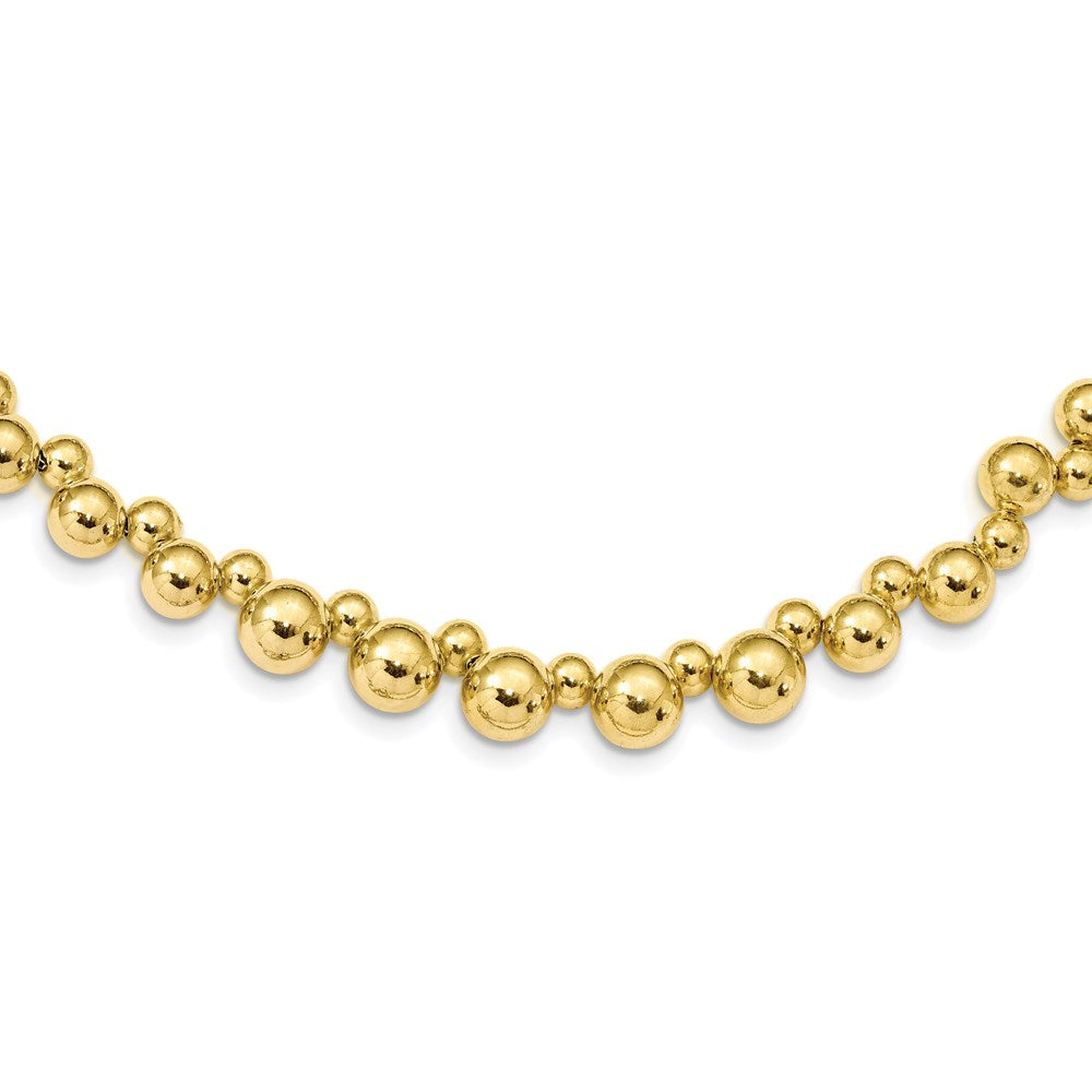 Sterling Silver Gold-plated w/2 in ext. Beaded Necklace, 15.5 mm
