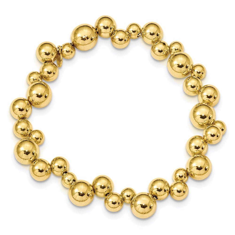 Sterling Silver Gold-plated Beaded Magnetic Clasp Bracelet, 7 mm