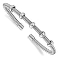 Sterling Silver Rhodium Textured & Polished Cuff Bangle, 6.25 mm