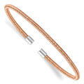 Sterling Silver Rose Rhodium Textured Cuff Bangle, 2.8 mm