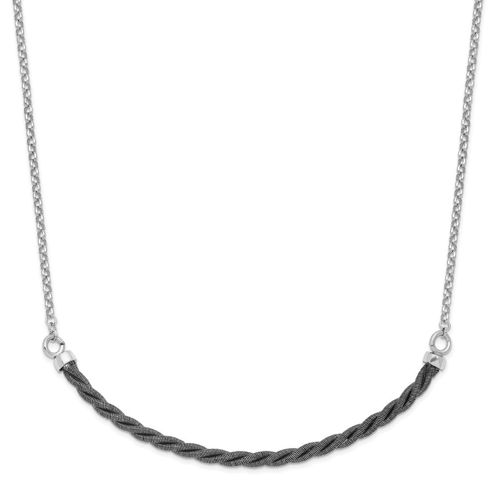 Sterling Silver Rhodium & Ruthenium w/2.5 in ext. Necklace, 16 mm