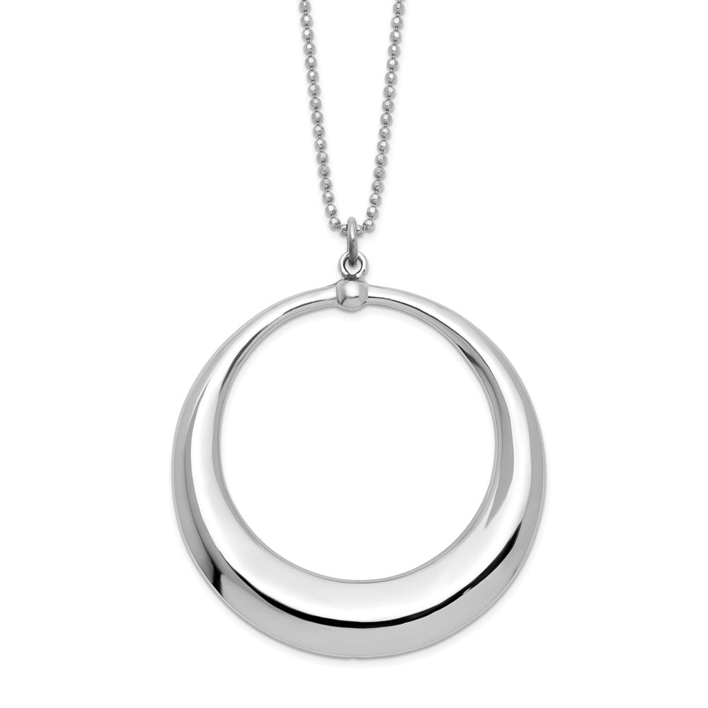 Sterling Silver Rhodium-plated Polished Circle Necklace, 18 x 37.45 mm