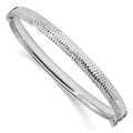 Sterling Silver RH-plated Polished & Textured Bangle, 7.25 x 5.8 mm