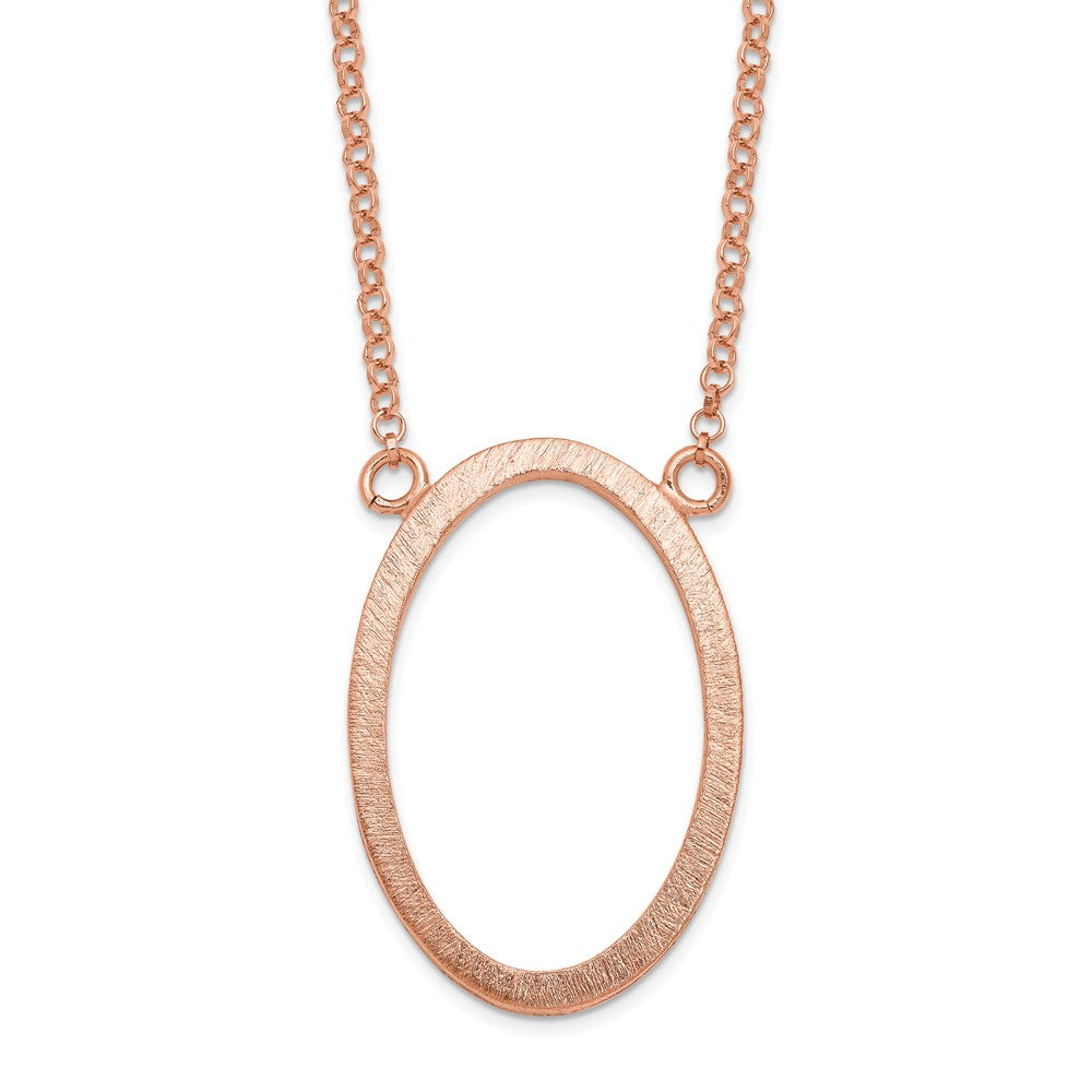 Sterling Silver Rose-tone Oval w/2 in ext. Necklace, 18 x 19.8 mm