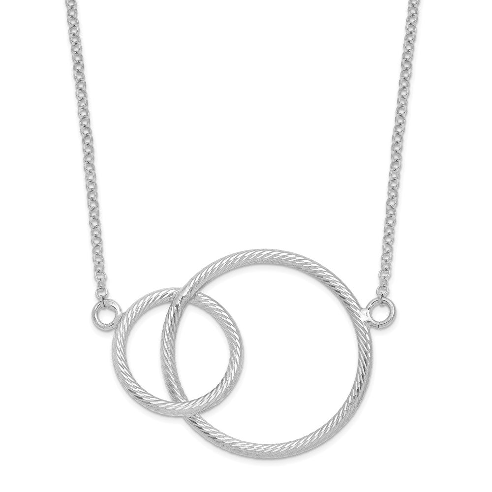 Sterling Silver Rhodium Intertwined Circles w/2 in ext. Necklace, 18 mm
