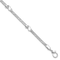 Sterling Silver Textured & Polished w/.75 in ext. Bracelet, 7.5 x 4 mm