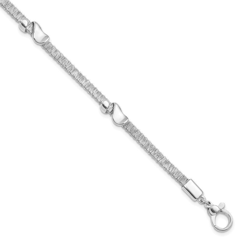 Sterling Silver Textured & Polished w/.75 in ext. Bracelet, 7.5 x 4 mm