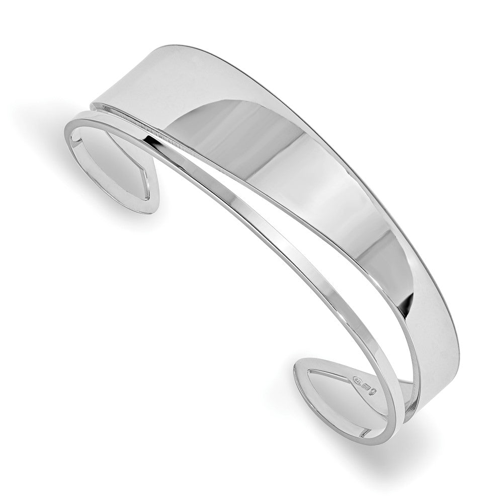 Sterling Silver RH-plated Polished Fancy Cuff Bangle, 17 mm