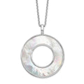 Sterling Silver RH-plated MOP Circle Pendant Necklace, 23.5 mm