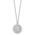 Sterling Silver RH-plat Pol/Dia-cut Circle w/1in ext. Necklace, 19 mm