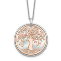 Sterling Silver & Rose-tone MOP Tree of Life w/1in ext. Necklace, 17.5 mm