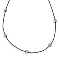 Sterling Silver & Ruthenium D/C Bead Necklace, 17.5 mm