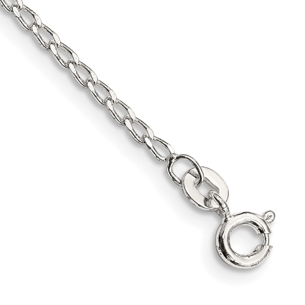 Sterling Silver 1.5mm Open Elongated Link Chain Anklet, 9 x 1.5 mm