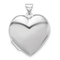 Sterling Silver Rhodium-plated Plain 21mm Heart Locket, 27 x 21.25 mm