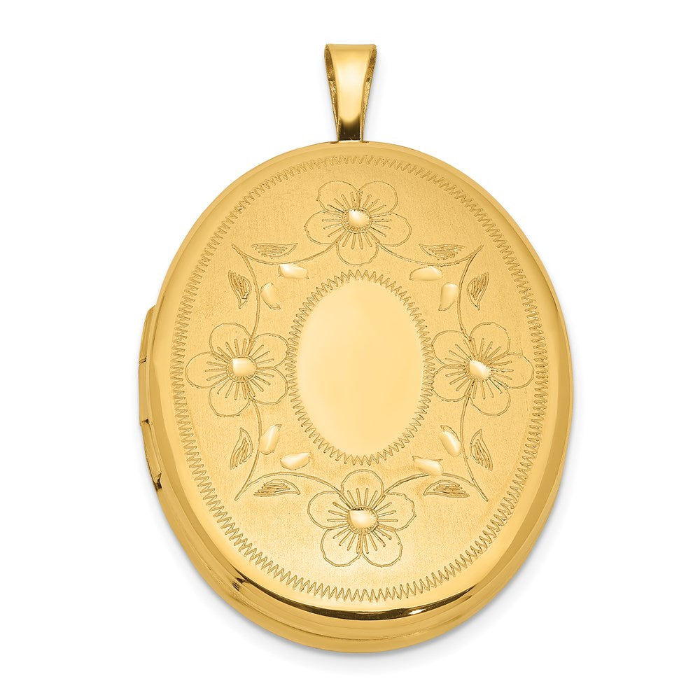 1/20 14K Gold Filled 26mm Floral Oval Locket, 26 x 20.35 mm