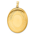 1/20 14K Gold Filled 34mm Polished/Satin Leaf Border 2-Frame Oval Locket, 34 x 26.26 mm