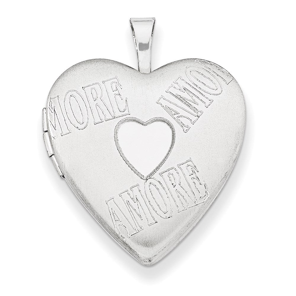 Sterling Silver 20mm with AMORE Heart Locket, 25 x 20 mm