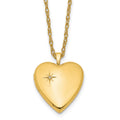 1/20 14K Gold Filled 20mm Polished/Satin Dia Star Heart Locket Necklace, 0.015 ct, 18 x 19.6 mm