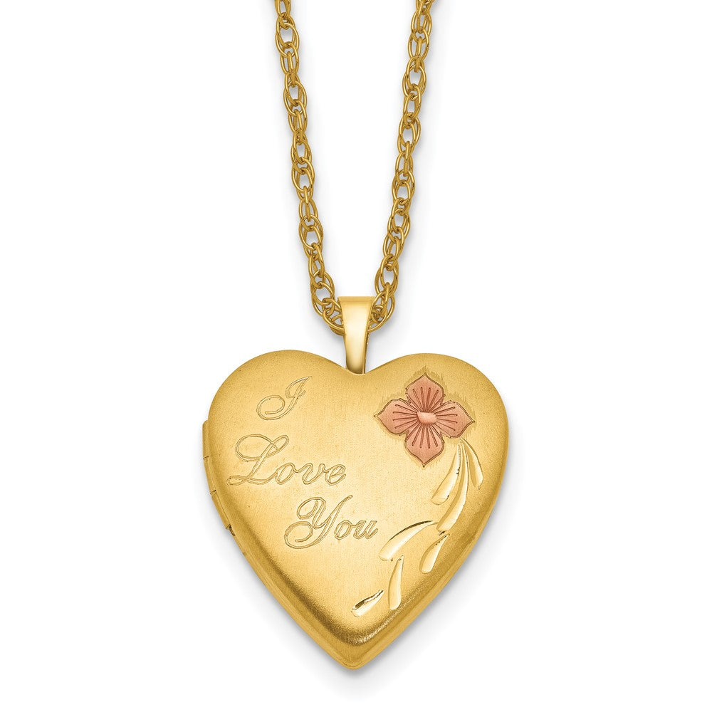 1/20 14K Gold Filled 20mm Enameled I Love You Heart Locket Necklace, 18 x 20 mm