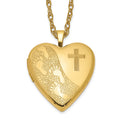 1/20 Gold Filled 20mm Cross & Footprint Heart Locket Necklace, 18 x 19.6 mm