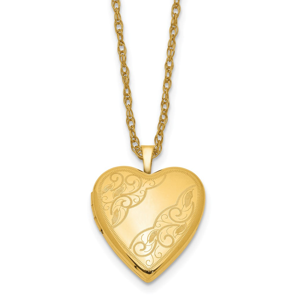 1/20 14K Gold Filled 20mm Side Swirled Heart Locket Necklace, 18 x 20 mm