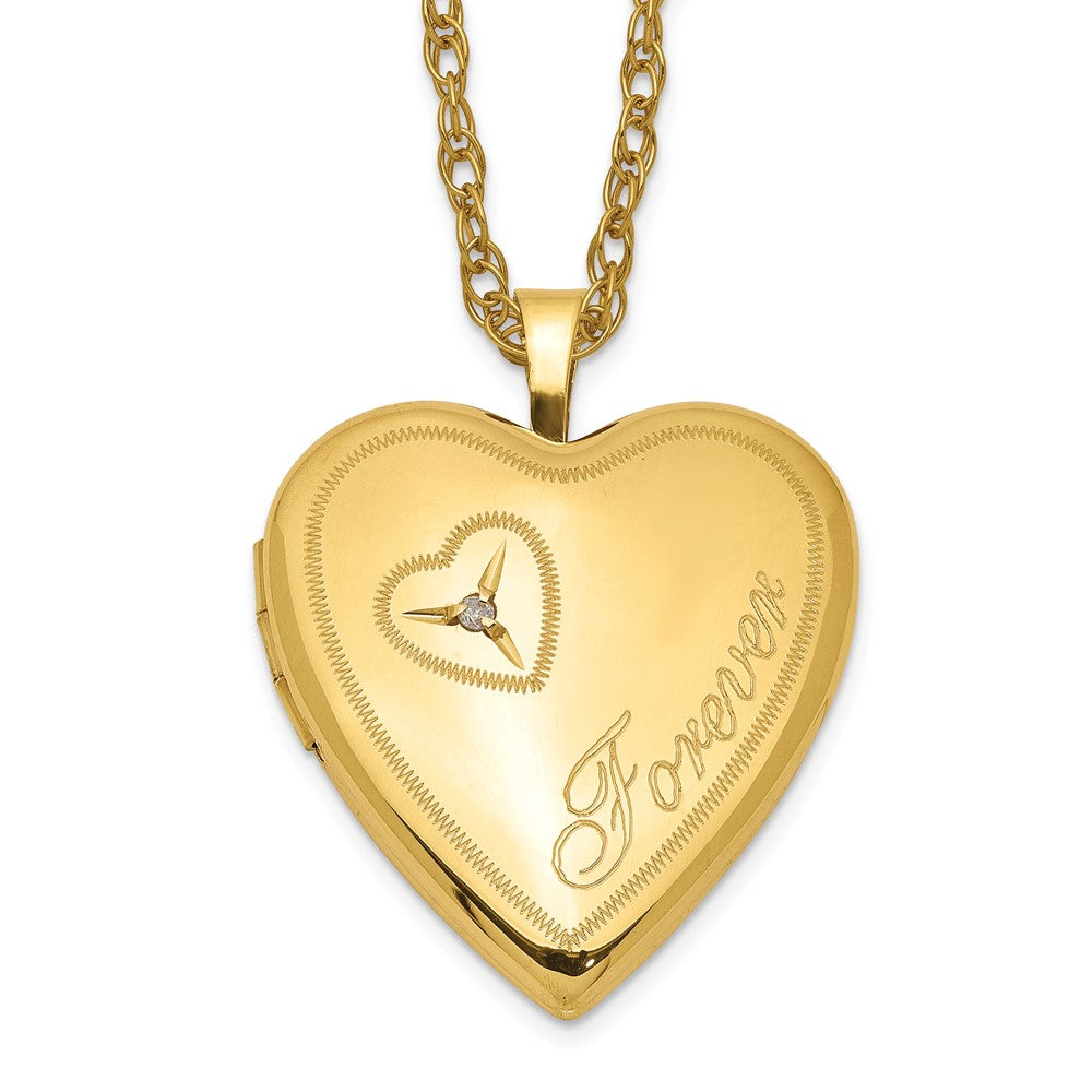 1/20 Gold Filled 20mm Diamond Forever Heart Locket Necklace, 0.015 ct, 18 x 19.6 mm