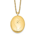 1/20 14K Gold Filled 26mm Diamond in Heart Oval Locket Necklace, 0.015 ct, 18 x 20.38 mm