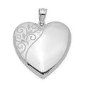 Sterling Silver Rhodium-plated 24mm Polished Swirl Heart Locket, 31 x 24 mm