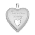 Sterling Silver Rhodium-plated 20mm Forever In My Heart Locket, 25.1 x 19.55 mm