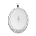 Sterling Silver Rhodium-plated Satin 26mm with Diamond Star Oval Locket, 0.01 ct, 31.5 x 20.45 mm