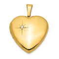 Sterling Silver Gold-plated & Diamond 16mm Heart Locket, 0.015 ct, 21.4 x 16.2 mm
