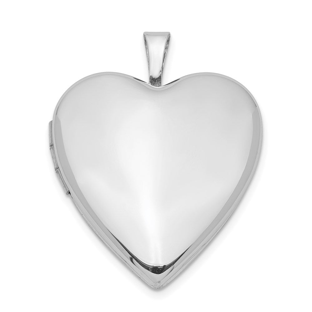 Sterling Silver Rhodium-plated 20mm Polished Front/Satin Back Heart Locket, 25 x 19.55 mm