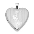 Sterling Silver Rhodium-plated 20mm Hands Heart Locket, 25.35 x 19.6 mm